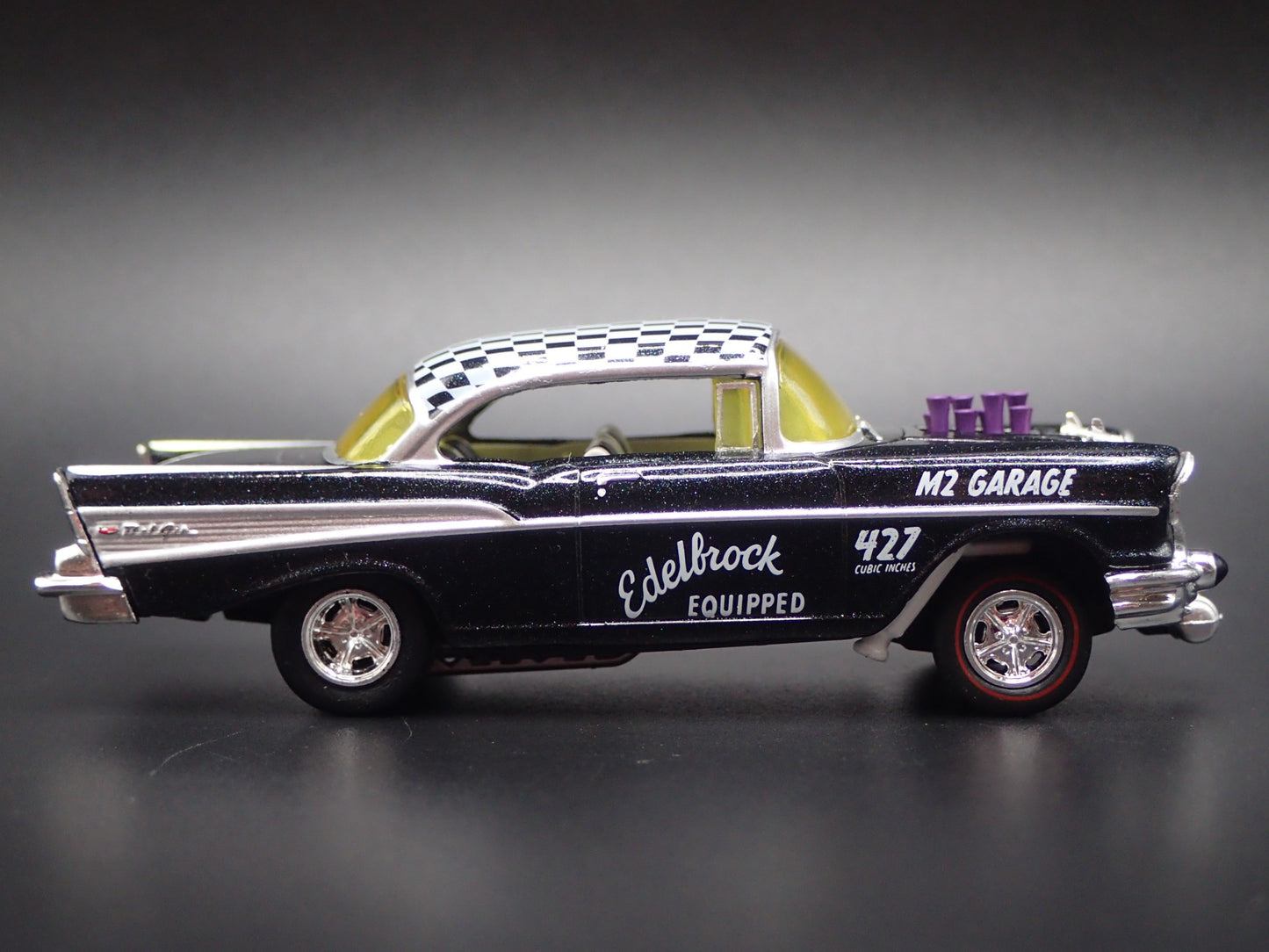 1957 57 CHEVY CHEVROLET BEL AIR GASSER EDELBROCK 1:64 SCALE DIECAST MODEL CAR
