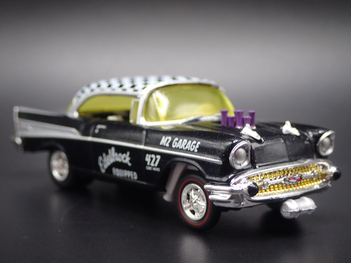 1957 57 CHEVY CHEVROLET BEL AIR GASSER EDELBROCK 1:64 SCALE DIECAST MODEL CAR
