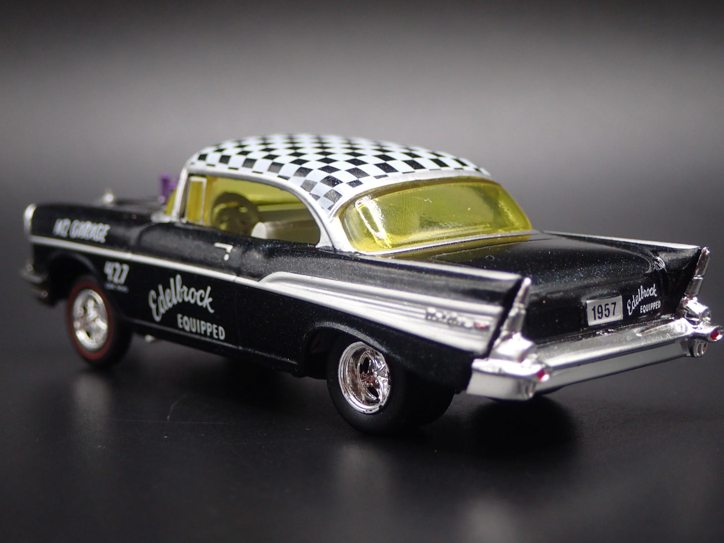 1957 57 CHEVY CHEVROLET BEL AIR GASSER EDELBROCK 1:64 SCALE DIECAST MODEL CAR