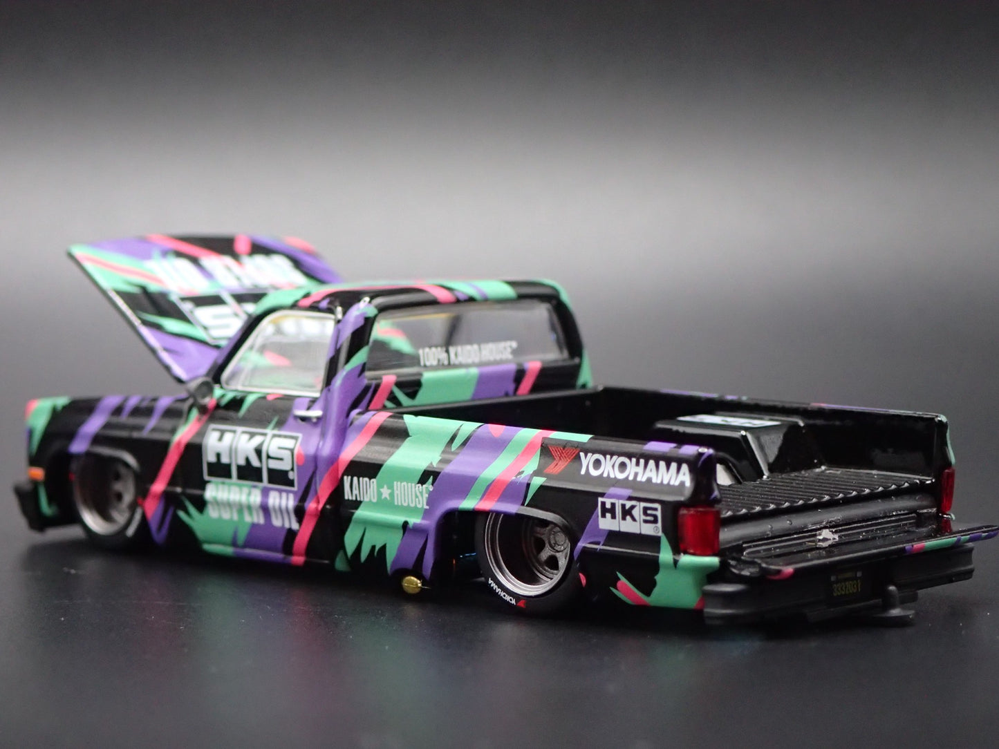 CHEVROLET SILVERADO DUALLY KAIDO HKS V1 SQUAREBODY TRUCK 1/64 DIECAST MODEL CAR