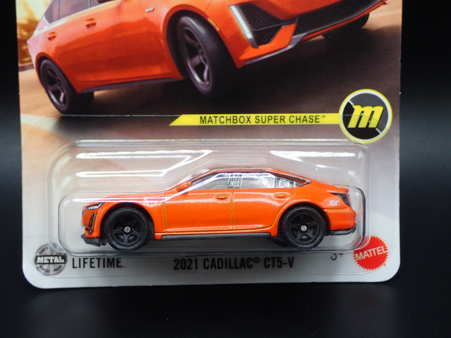 2025 MATCHBOX 2021 CADILLAC CT5-V ORANGE SUPER CHASE 1/64 SCALE RUBBER TIRE RARE