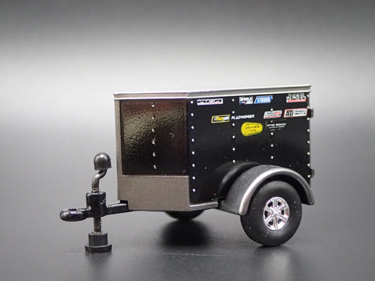 ENCLOSED V NOSE MINI TRAILER w/ OPENING DOOR NHRA BLACK 1:64 SCALE DIORAMA MODEL