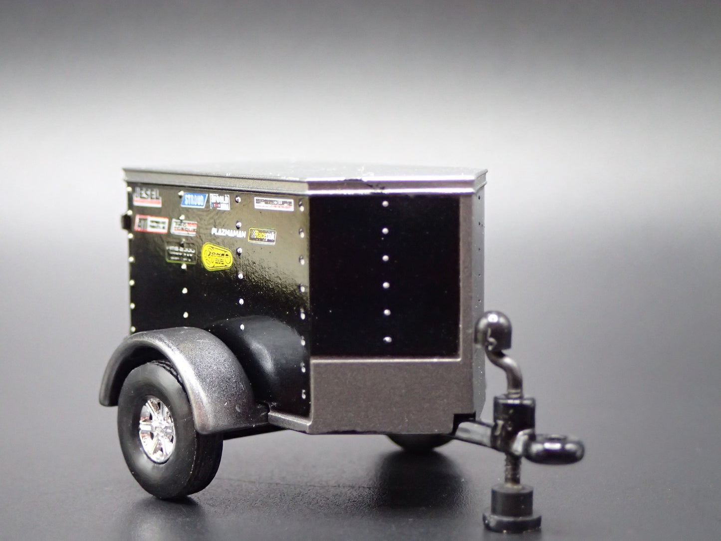ENCLOSED V NOSE MINI TRAILER w/ OPENING DOOR NHRA BLACK 1:64 SCALE DIORAMA MODEL