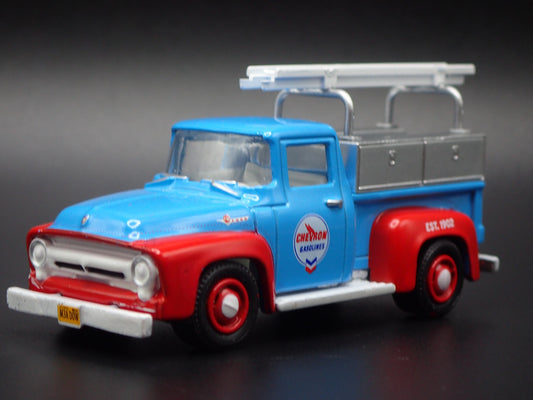 1956 56 FORD F100 PICKUP WORK TRUCK CHEVRON 1:64 SCALE DIORAMA DIECAST MODEL CAR