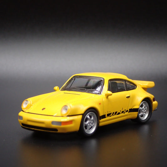 PORSCHE 911 TURBO YELLOW 1:64 SCALE COLLECTIBLE DIORAMA DIECAST MODEL CAR