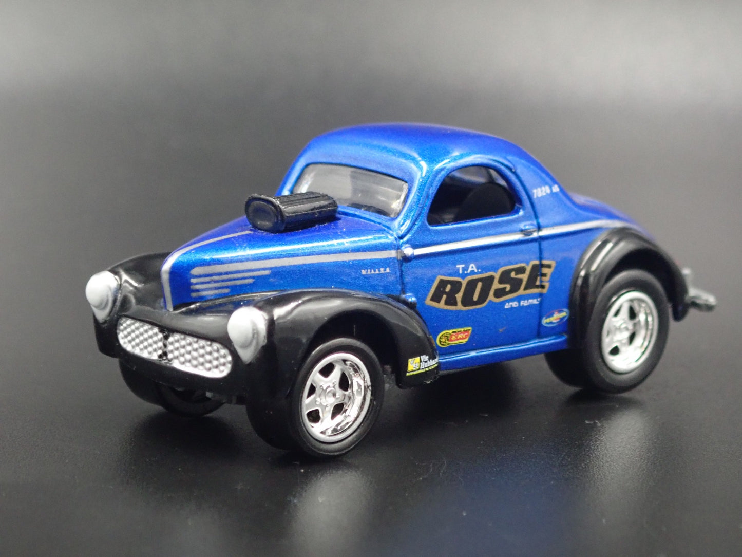 1941 41 WILLYS COUPE GASSER ROSE BLUE 1:64 SCALE COLLECTIBLE DIECAST MODEL CAR