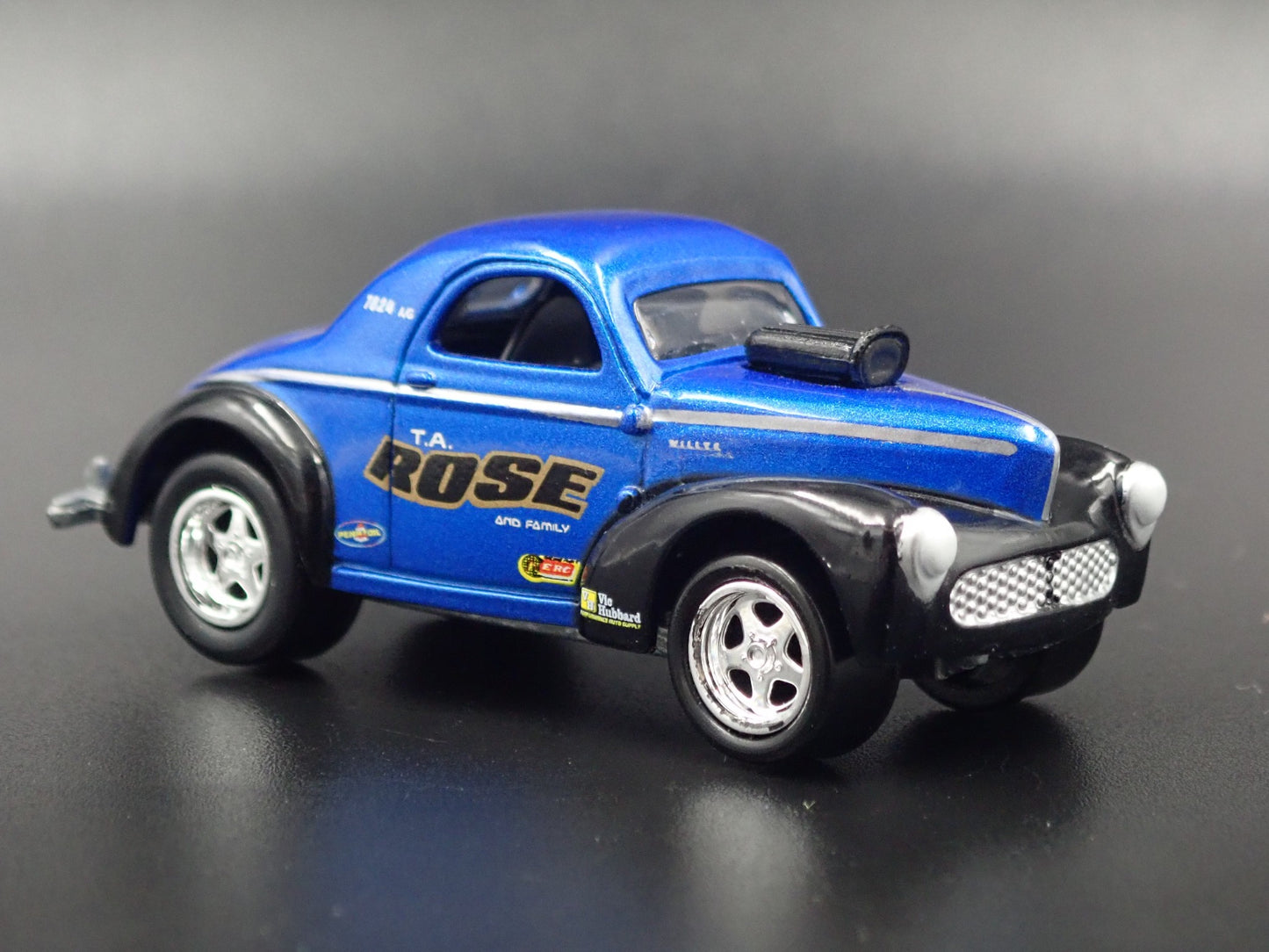 1941 41 WILLYS COUPE GASSER ROSE BLUE 1:64 SCALE COLLECTIBLE DIECAST MODEL CAR