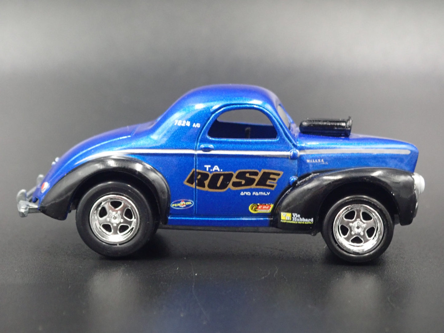 1941 41 WILLYS COUPE GASSER ROSE BLUE 1:64 SCALE COLLECTIBLE DIECAST MODEL CAR