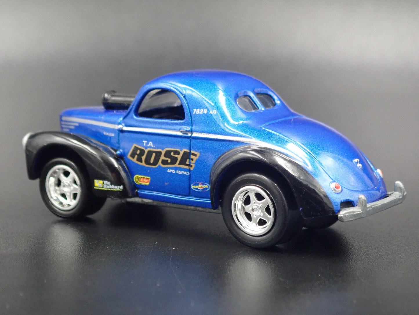 1941 41 WILLYS COUPE GASSER ROSE BLUE 1:64 SCALE COLLECTIBLE DIECAST MODEL CAR
