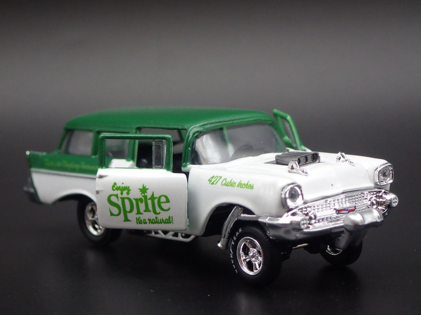 1957 CHEVY 150 HANDYMAN STATION WAGON GASSER SPRITE 1:64 SCALE DIECAST MODEL CAR