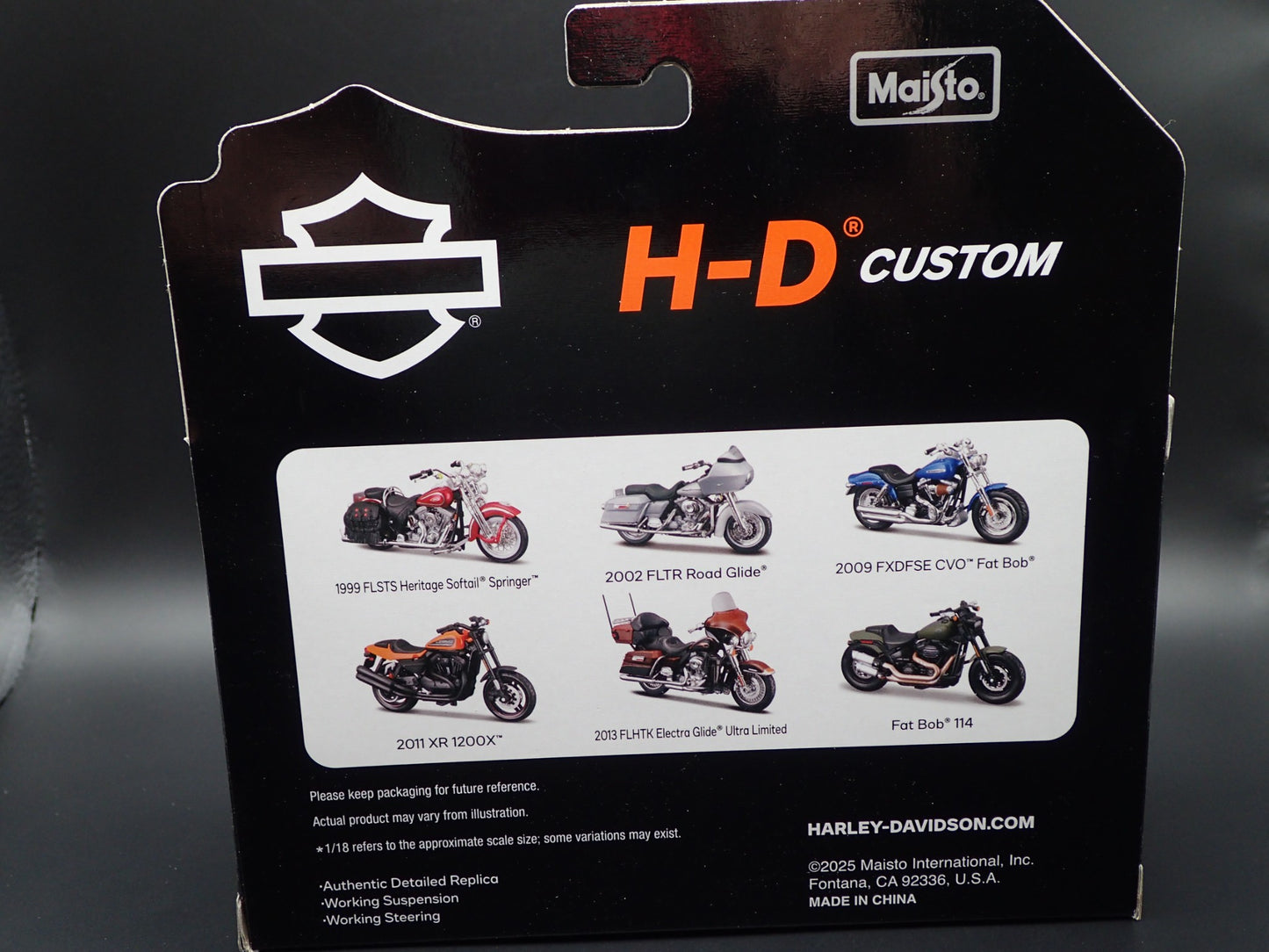 1999 FLSTS HERITAGE SOFTAIL SPRINGER HARLEY DAVIDSON MOTORCYCLE MAISTO 42 1/18