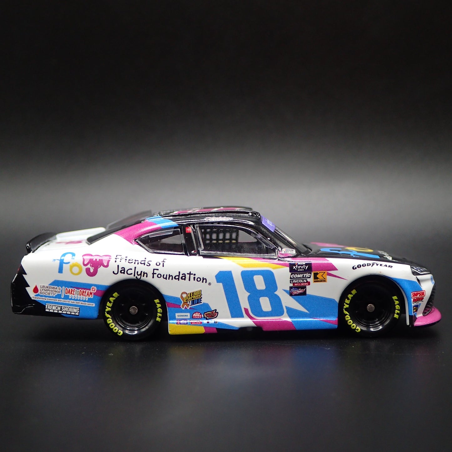 2024 TOYOTA SUPRA 18 SHELDON CREED FRIENDS OF JACLYN NASCAR 1:64 SCALE MODEL CAR