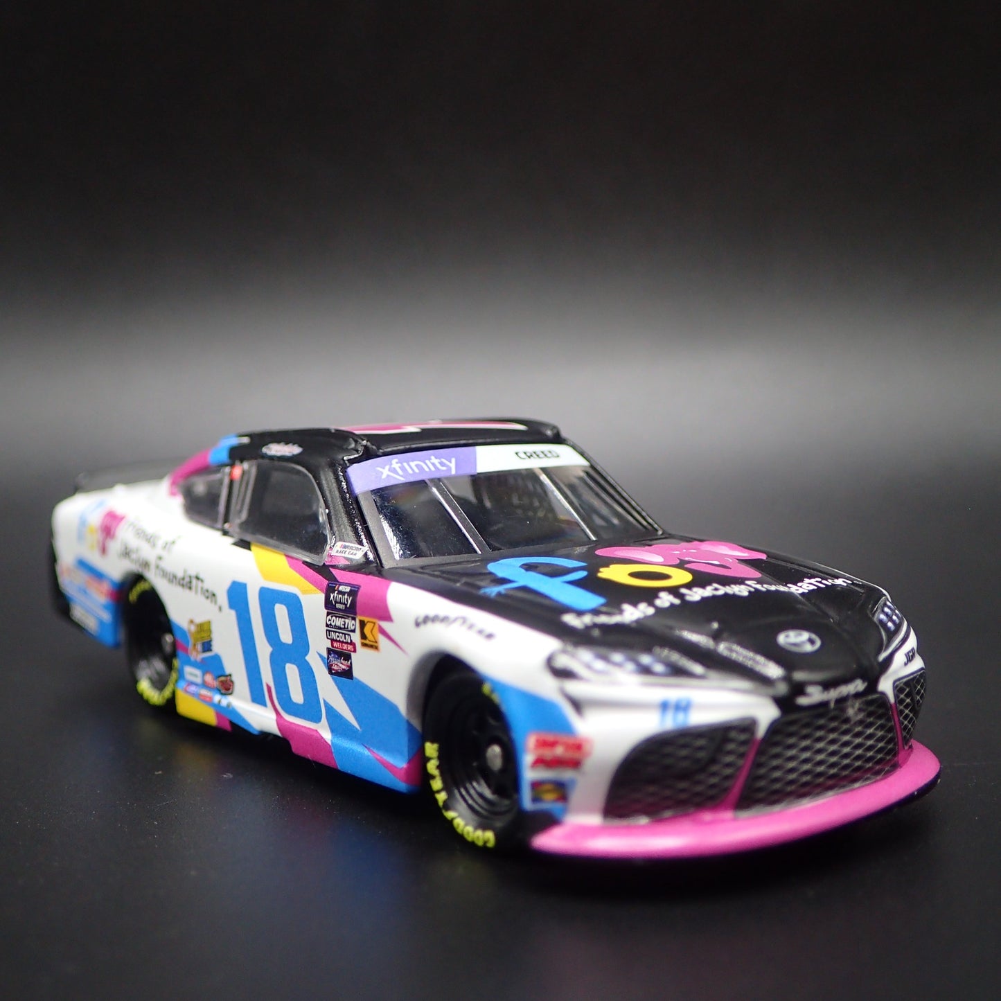 2024 TOYOTA SUPRA 18 SHELDON CREED FRIENDS OF JACLYN NASCAR 1:64 SCALE MODEL CAR