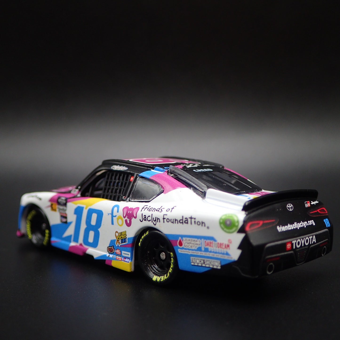 2024 TOYOTA SUPRA 18 SHELDON CREED FRIENDS OF JACLYN NASCAR 1:64 SCALE MODEL CAR
