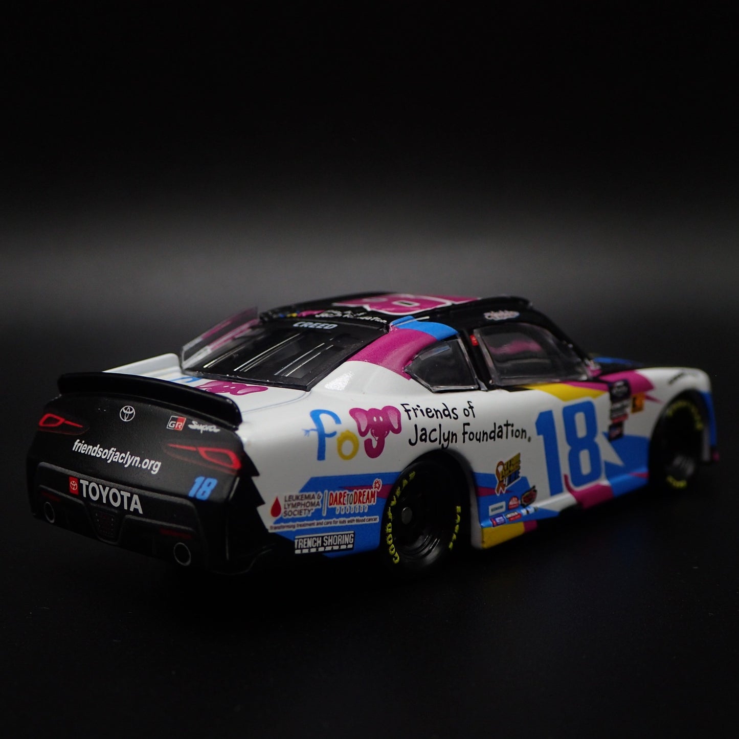 2024 TOYOTA SUPRA 18 SHELDON CREED FRIENDS OF JACLYN NASCAR 1:64 SCALE MODEL CAR