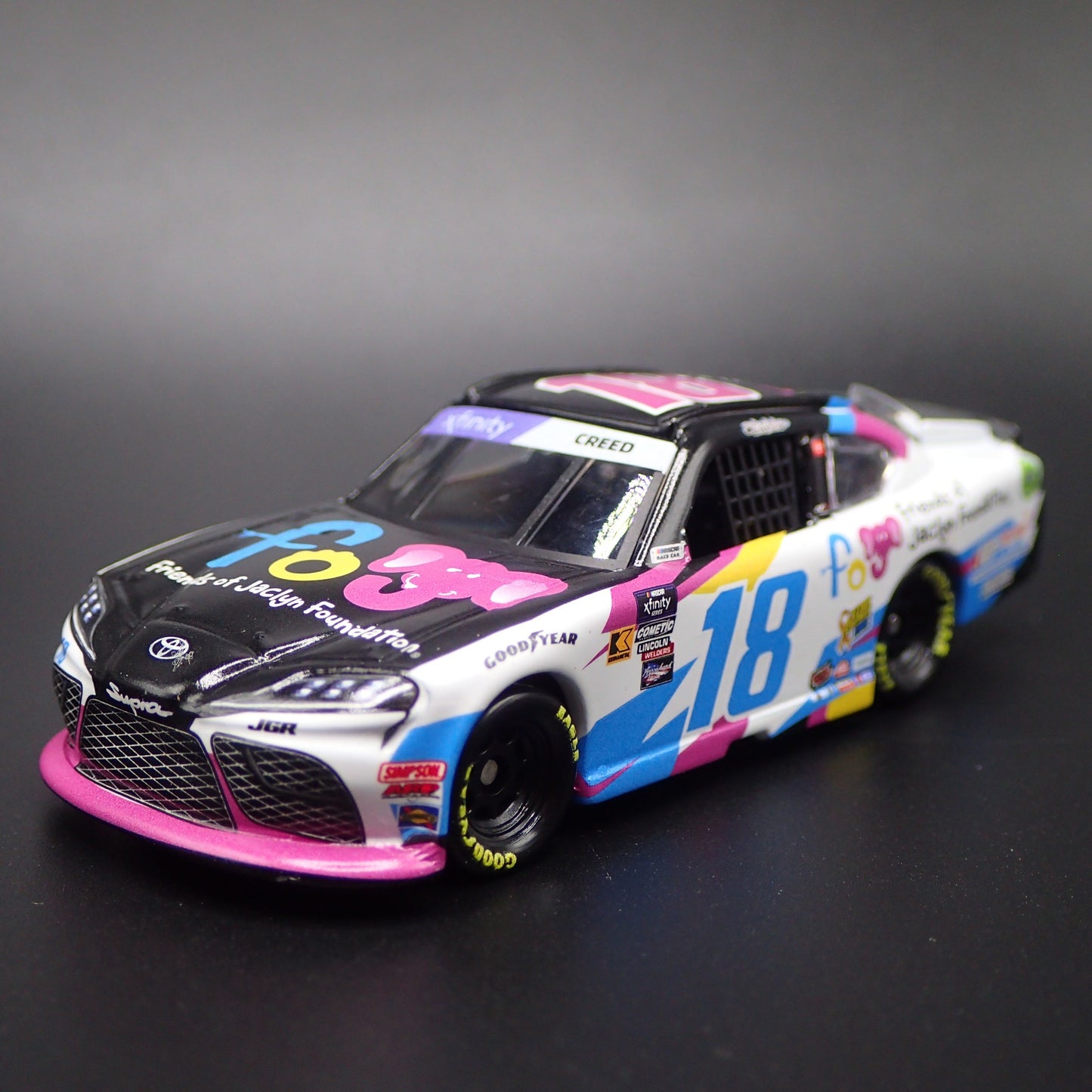 2024 TOYOTA SUPRA 18 SHELDON CREED FRIENDS OF JACLYN NASCAR 1:64 SCALE MODEL CAR