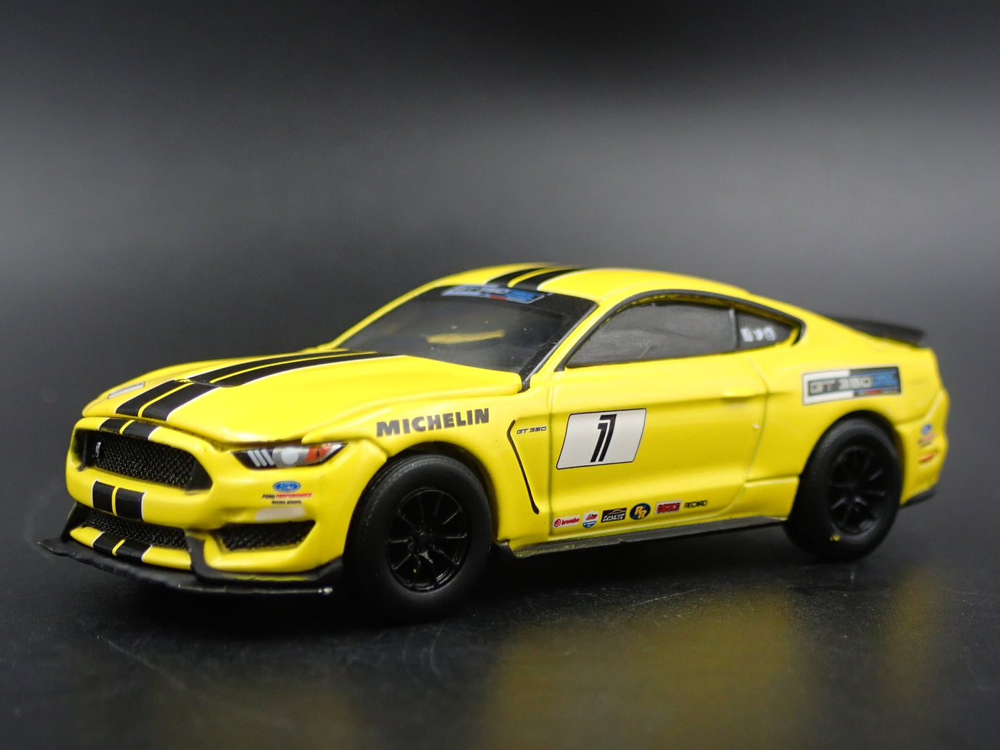 2015-2023 FORD MUSTANG SHELBY GT350 YELLOW 1/64 SCALE DIORAMA DIECAST MODEL CAR