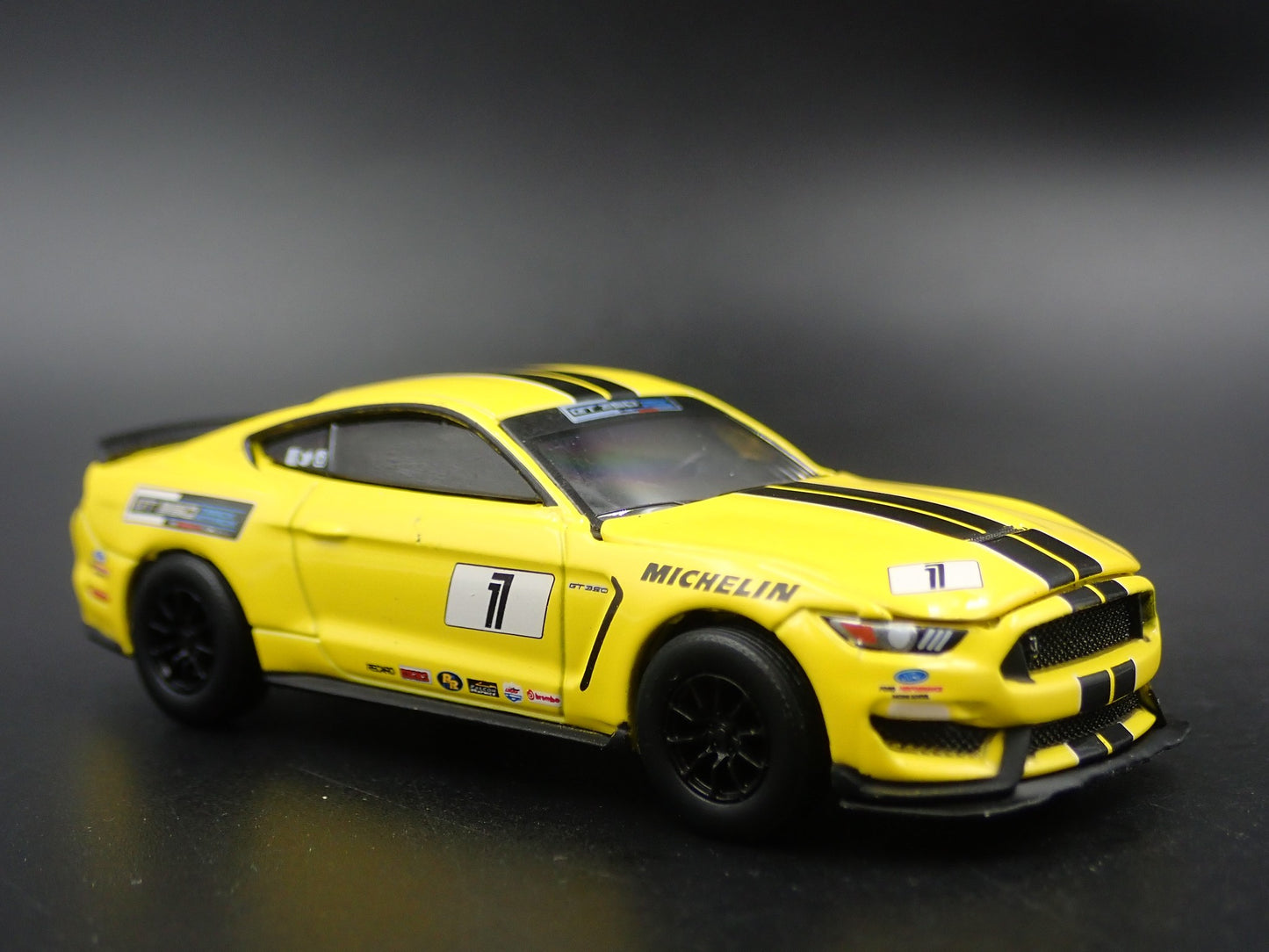 2015-2023 FORD MUSTANG SHELBY GT350 YELLOW 1/64 SCALE DIORAMA DIECAST MODEL CAR