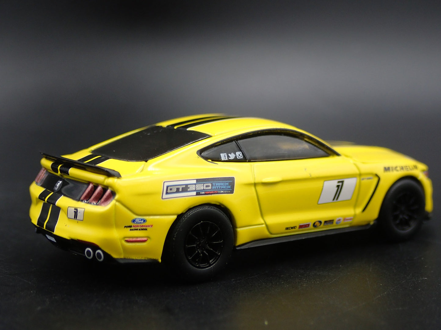 2015-2023 FORD MUSTANG SHELBY GT350 YELLOW 1/64 SCALE DIORAMA DIECAST MODEL CAR