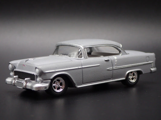 1955 55 CHEVY CHEVROLET BEL AIR GRAY 1:64 SCALE DIORAMA DIECAST MODEL CAR