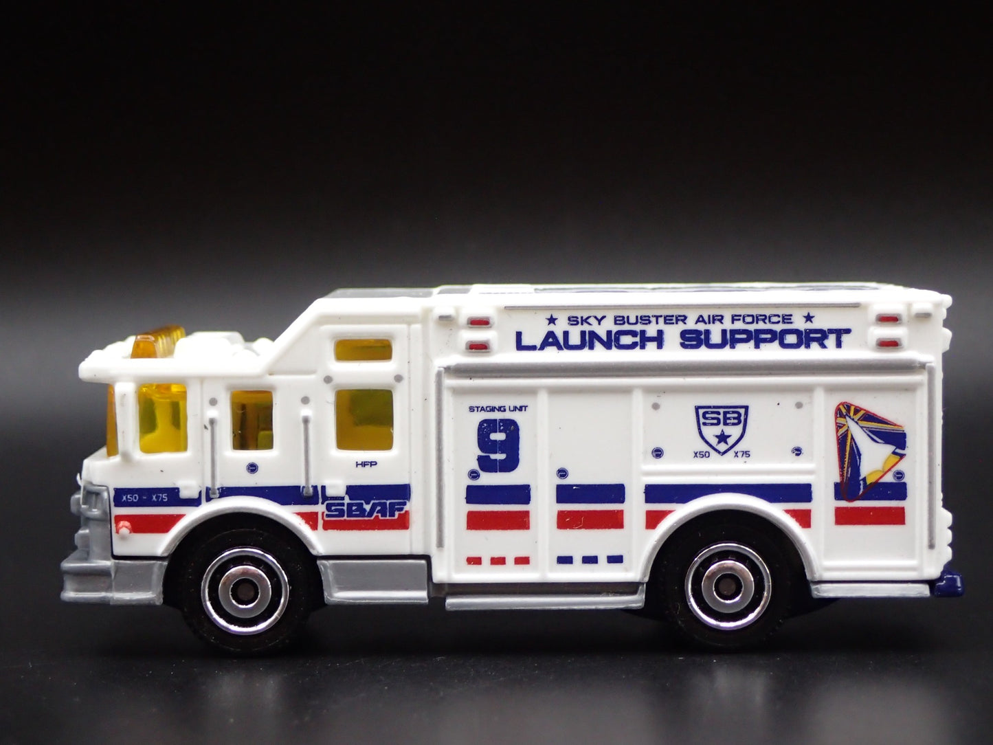 SKY BUSTER AIR FORCE LAUNCH SUPPORT FIRE TRUCK 1:64 MB SCALE DIECAST MODEL CAR