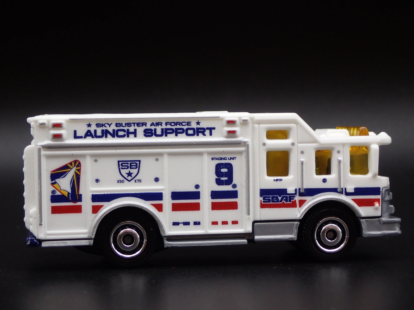 SKY BUSTER AIR FORCE LAUNCH SUPPORT FIRE TRUCK 1:64 MB SCALE DIECAST MODEL CAR