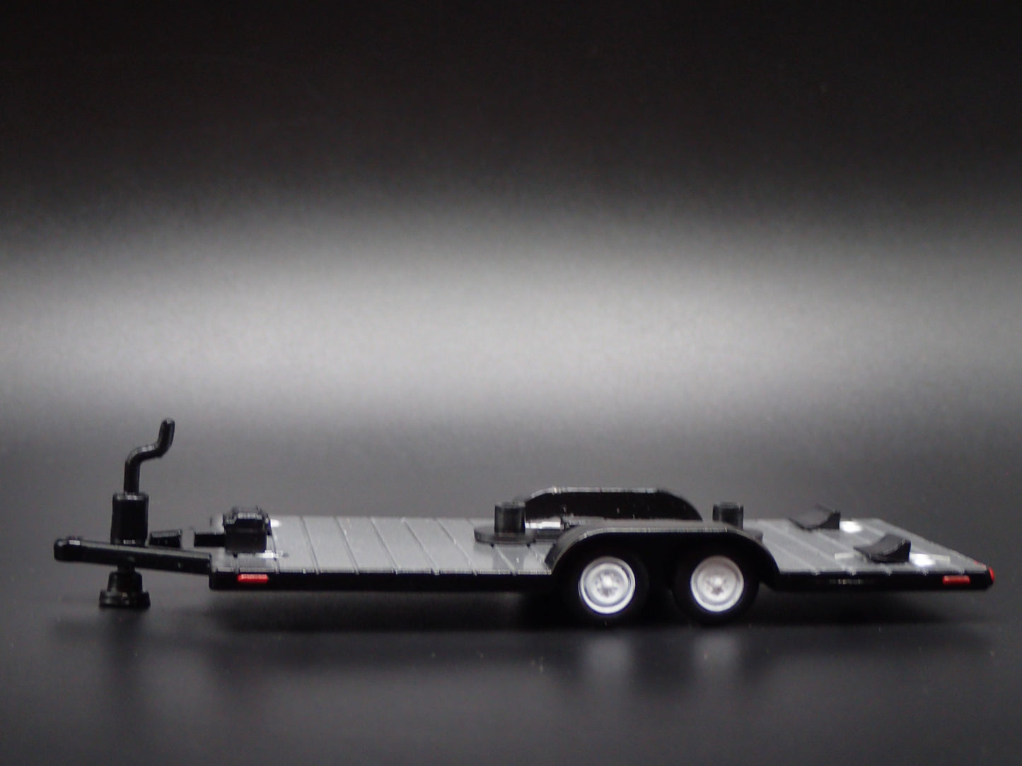 OPEN FLATBED CAR TRAILER w/ HITCH BLACK 1:64 SCALE COLLECTIBLE DIECAST MODEL