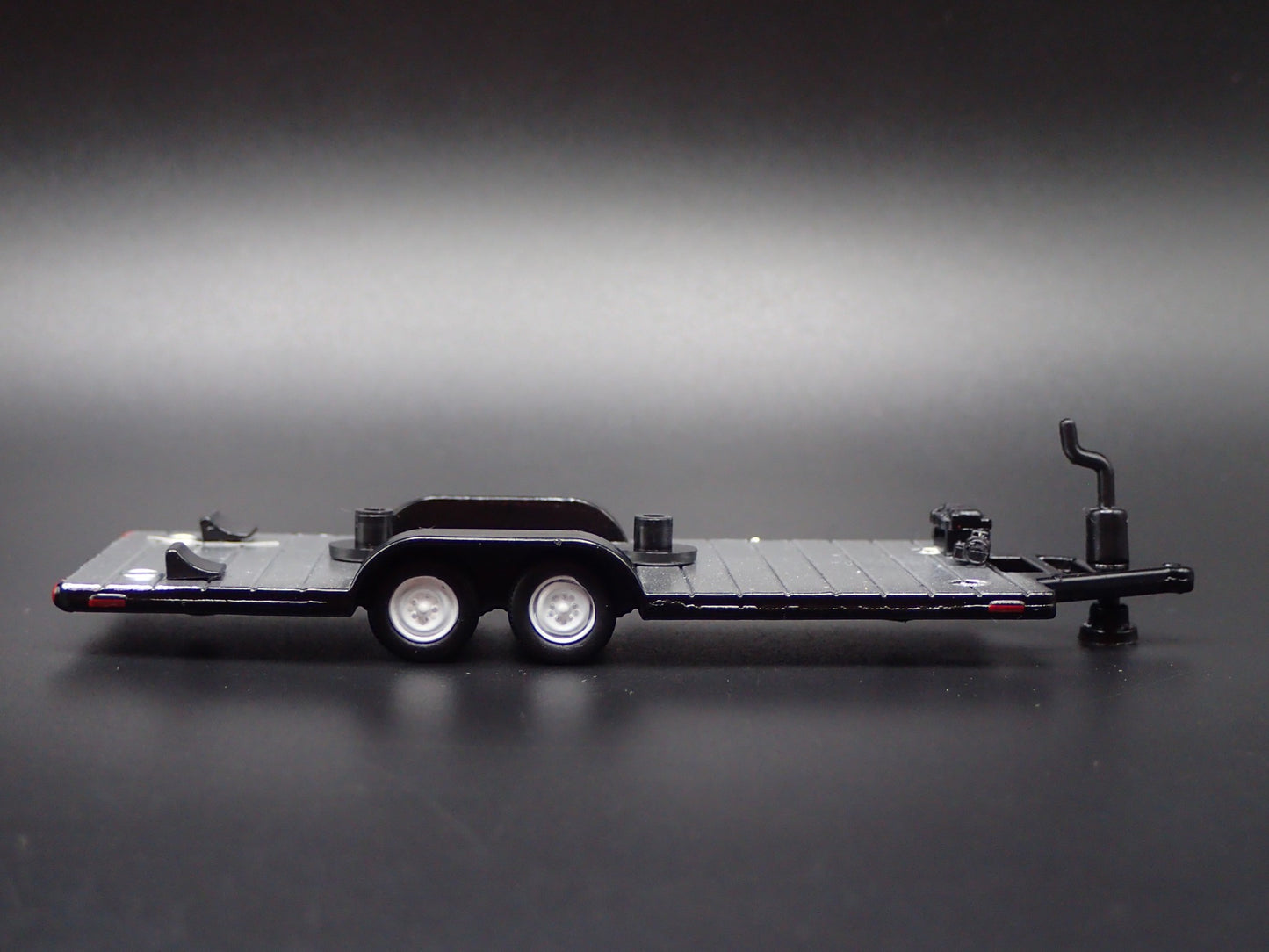 OPEN FLATBED CAR TRAILER w/ HITCH BLACK 1:64 SCALE COLLECTIBLE DIECAST MODEL