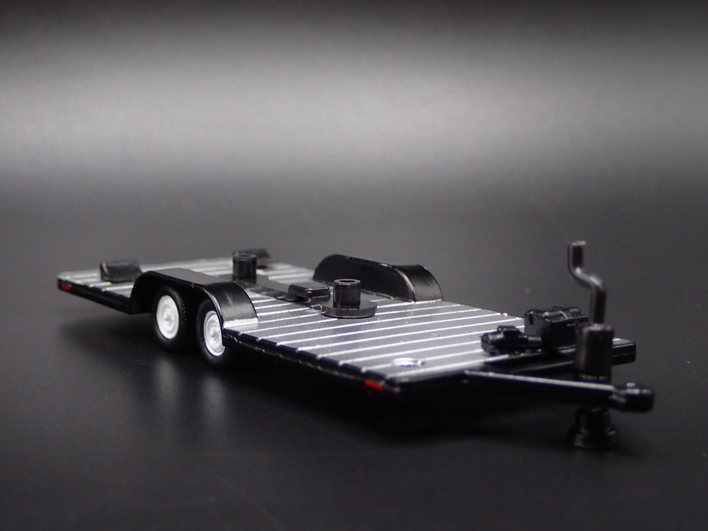 OPEN FLATBED CAR TRAILER w/ HITCH BLACK 1:64 SCALE COLLECTIBLE DIECAST MODEL