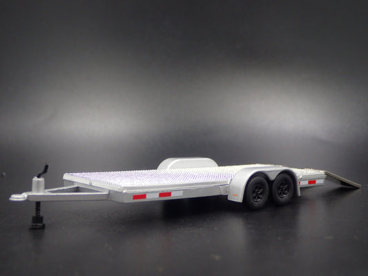 FLATBED CAR HAULER TRAILER w LOADING RAMPS RARE 1:64 SCALE DIORAMA DIECAST MODEL