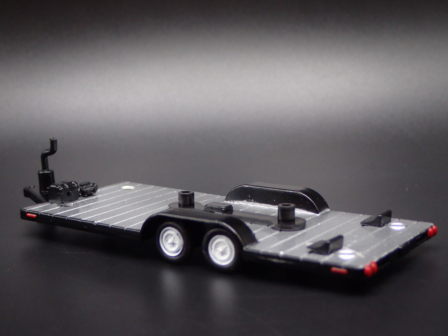 OPEN FLATBED CAR TRAILER w/ HITCH BLACK 1:64 SCALE COLLECTIBLE DIECAST MODEL