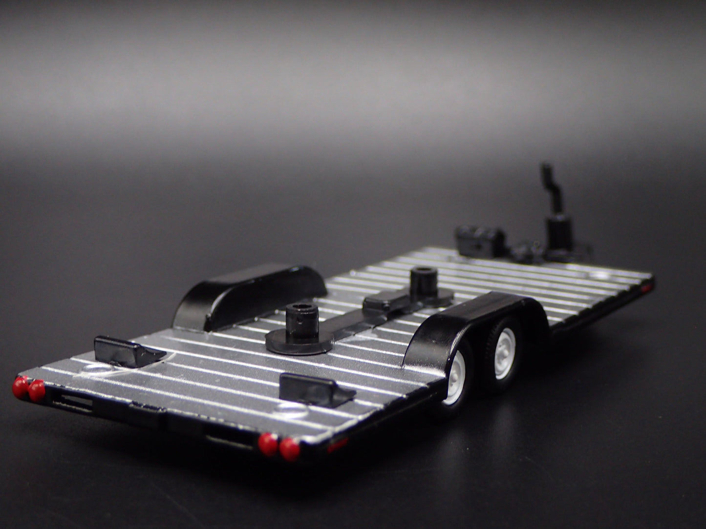 OPEN FLATBED CAR TRAILER w/ HITCH BLACK 1:64 SCALE COLLECTIBLE DIECAST MODEL