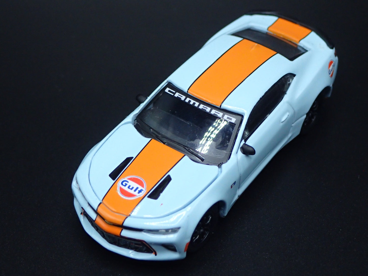 2016-2024 CHEVY CHEVROLET CAMARO SS GULF 1:64 SCALE DIORAMA DIECAST MODEL CAR