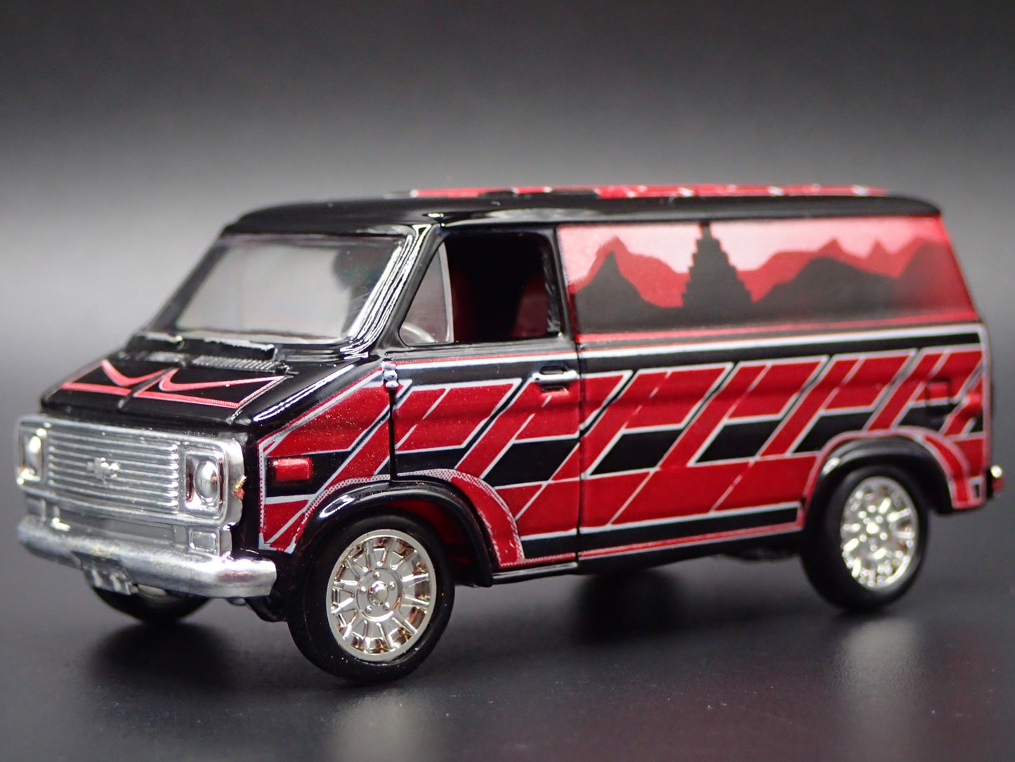 1971-1977 CHEVY CHEVROLET VAN G10 LOWRIDER BLACK 1:64 SCALE DIECAST MODEL CAR