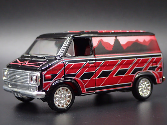 1971-1977 CHEVY CHEVROLET VAN G10 LOWRIDER BLACK 1:64 SCALE DIECAST MODEL CAR