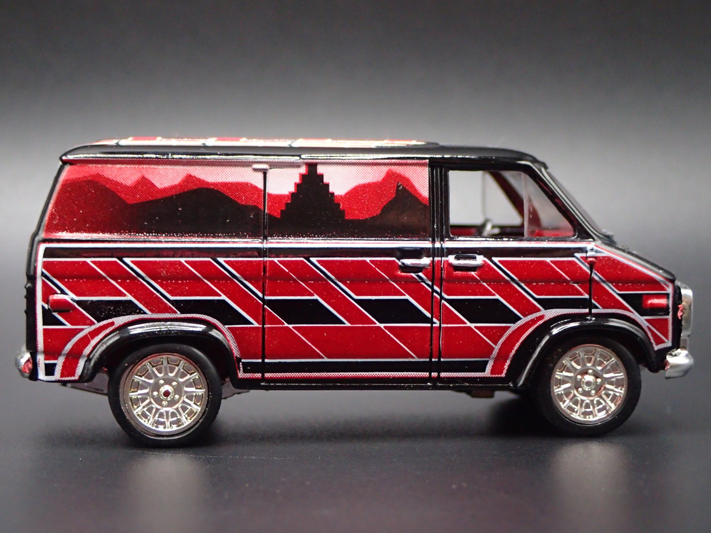 1971-1977 CHEVY CHEVROLET VAN G10 LOWRIDER BLACK 1:64 SCALE DIECAST MODEL CAR