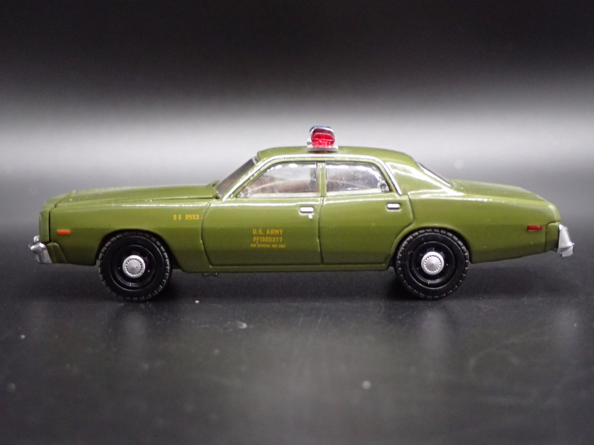 1977 77 PLYMOUTH FURY US ARMY POLICE MILITARY RARE 1:64 SCALE DIECAST MODEL CAR-Burning Rubber Toy Company