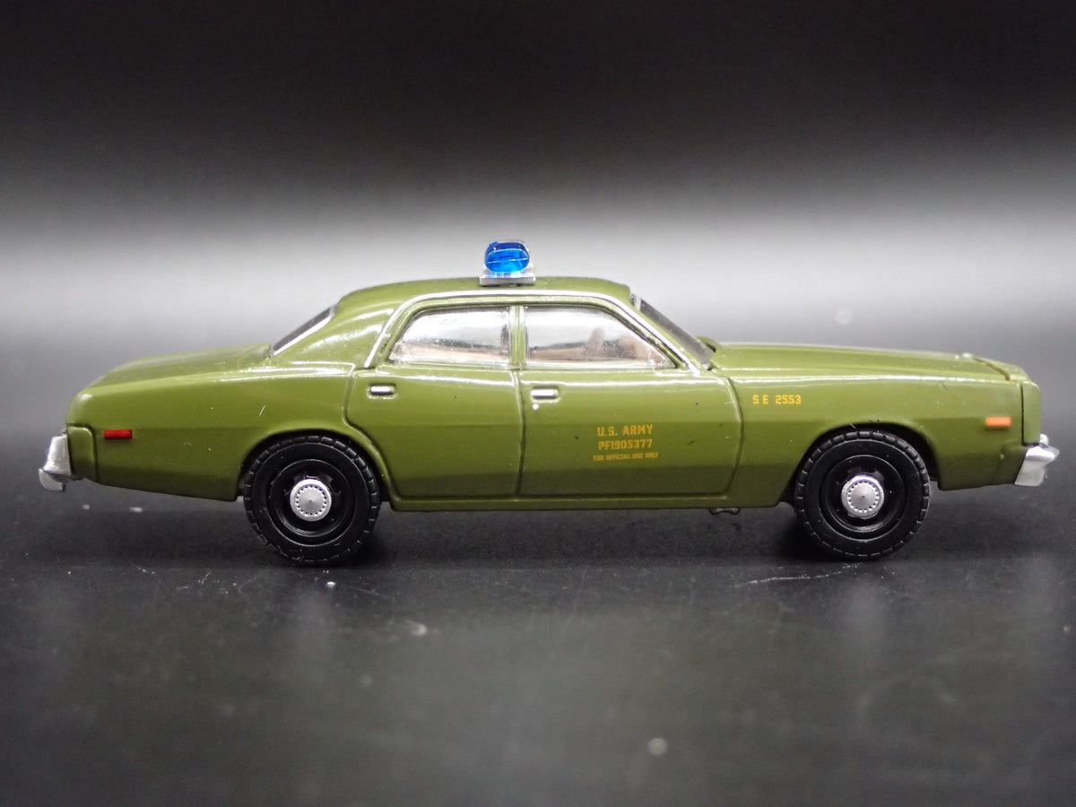 1977 77 PLYMOUTH FURY US ARMY POLICE MILITARY RARE 1:64 SCALE DIECAST MODEL CAR-Burning Rubber Toy Company