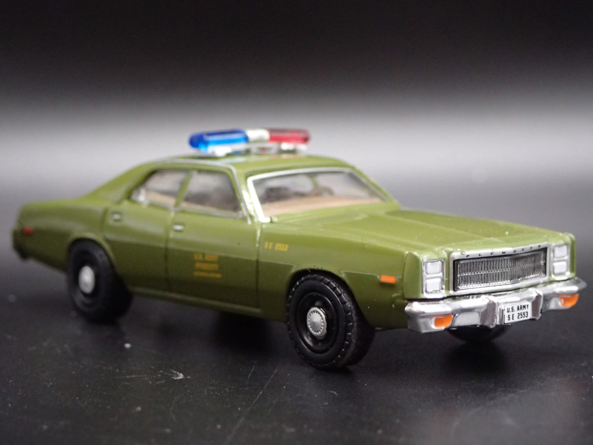 1977 77 PLYMOUTH FURY US ARMY POLICE MILITARY RARE 1:64 SCALE DIECAST MODEL CAR-Burning Rubber Toy Company