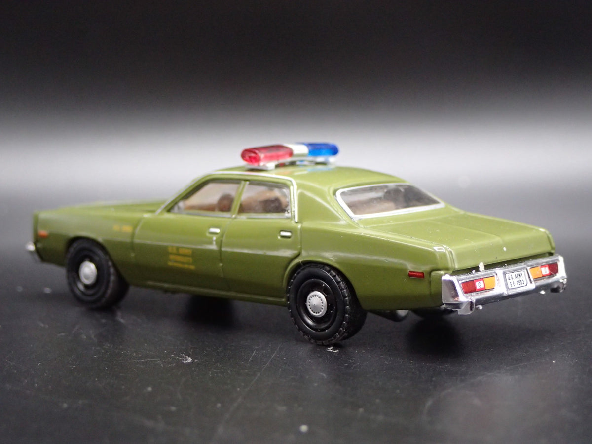 1977 77 PLYMOUTH FURY US ARMY POLICE MILITARY RARE 1:64 SCALE DIECAST MODEL CAR-Burning Rubber Toy Company