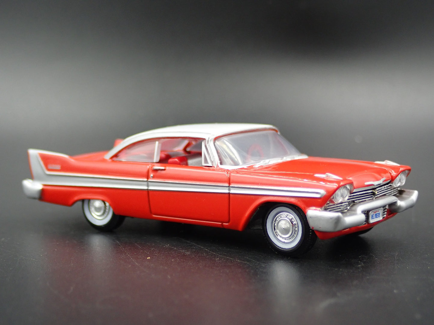 1958 58 PLYMOUTH BELVEDERE RED 1:64 SCALE COLLECTIBLE DIORAMA DIECAST MODEL CAR