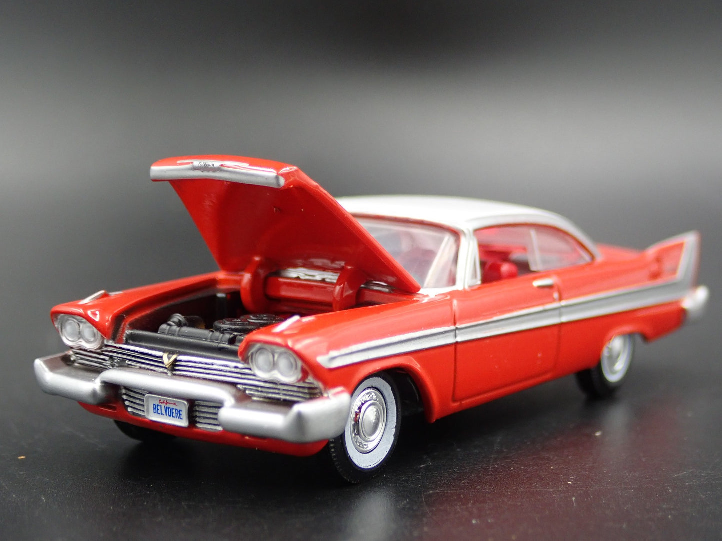 1958 58 PLYMOUTH BELVEDERE RED 1:64 SCALE COLLECTIBLE DIORAMA DIECAST MODEL CAR
