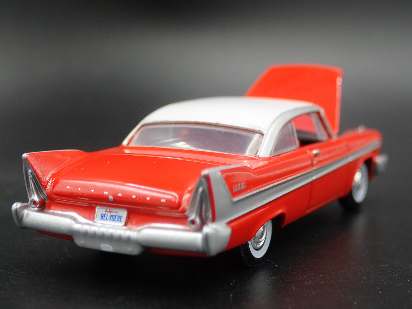 1958 58 PLYMOUTH BELVEDERE RED 1:64 SCALE COLLECTIBLE DIORAMA DIECAST MODEL CAR
