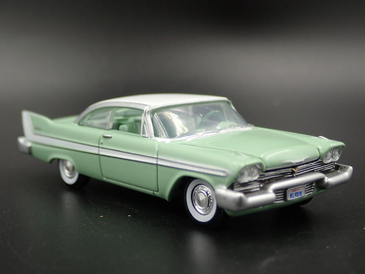 1958 58 PLYMOUTH BELVEDERE RARE 1:64 SCALE COLLECTIBLE DIORAMA DIECAST MODEL CAR-Burning Rubber Toy Company