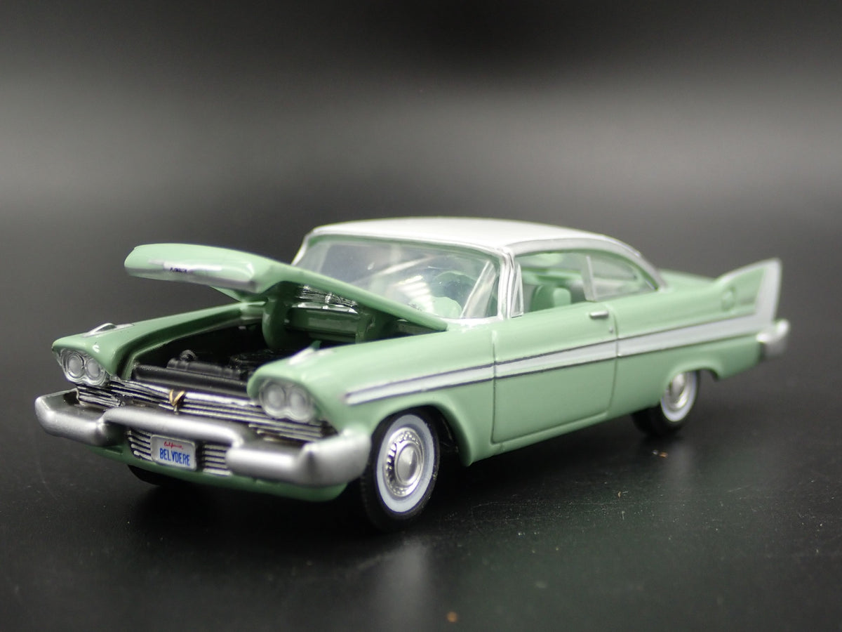 1958 58 PLYMOUTH BELVEDERE RARE 1:64 SCALE COLLECTIBLE DIORAMA DIECAST MODEL CAR-Burning Rubber Toy Company