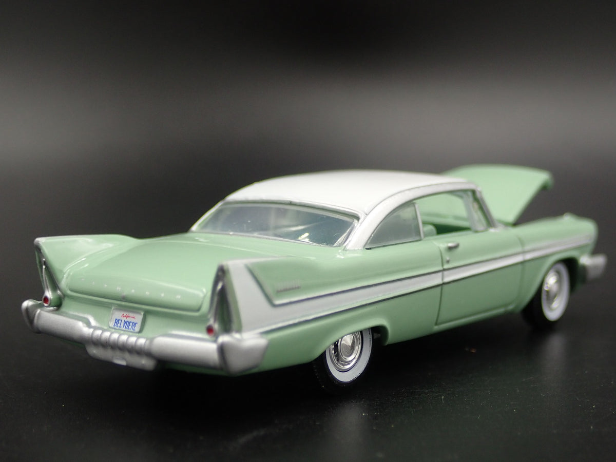 1958 58 PLYMOUTH BELVEDERE RARE 1:64 SCALE COLLECTIBLE DIORAMA DIECAST MODEL CAR-Burning Rubber Toy Company