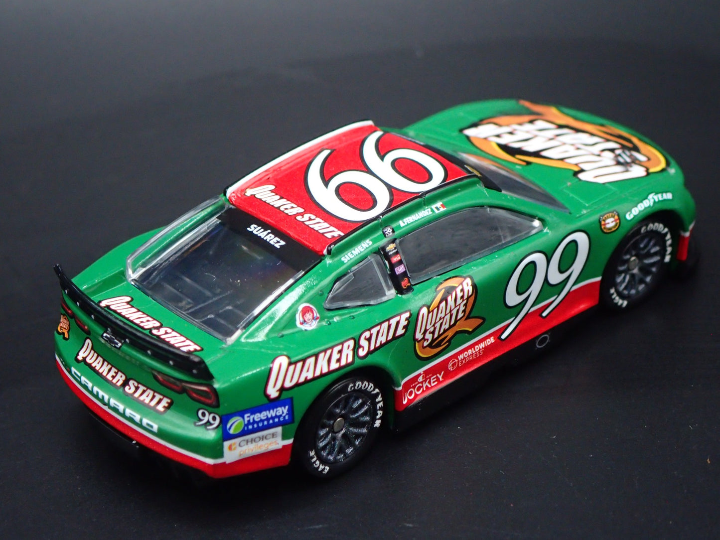 2024 24 CHEVY CAMARO ZL1 99 DANIEL SUAREZ QUAKER NASCAR 1:64 DIECAST MODEL CAR