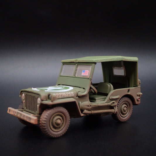 WWII WILLYS MB JEEP ARMY MILITARY D-DAY 1:64 SCALE DIORAMA DIECAST MODEL CAR