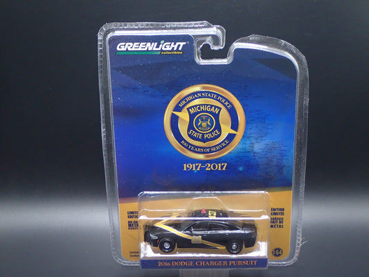2018 GREENLIGHT 2016 DODGE CHARGER PURSUIT MICHIGAN STATE POLICE 100 YEAR ANNV