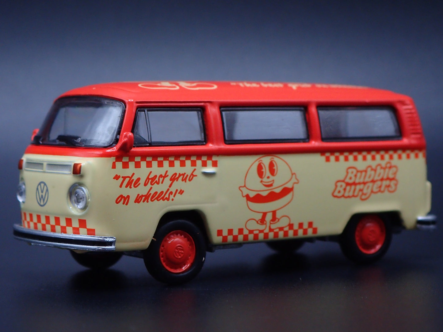 1967-1979 VW VOLKSWAGEN TYPE 2 T2 BUS BUBBIE BURGER 1/64 SCALE DIECAST MODEL CAR
